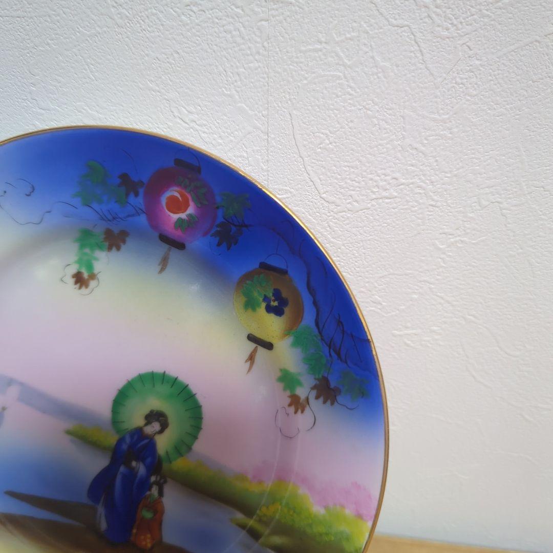 希少 Noritake 皿 オールドノリタケ オリエンタル芸者提灯文プレート