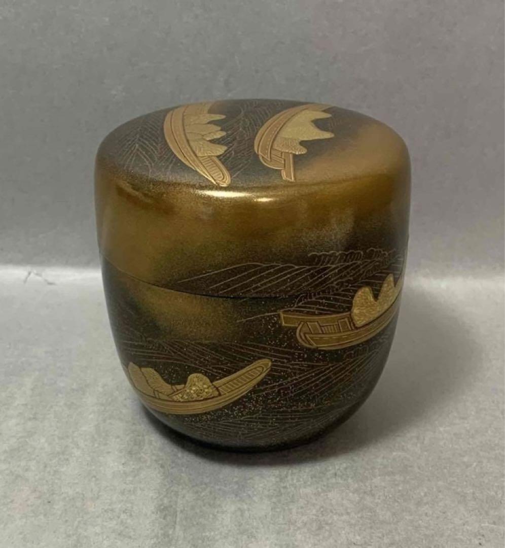 茶道具　芝舟蒔絵棗