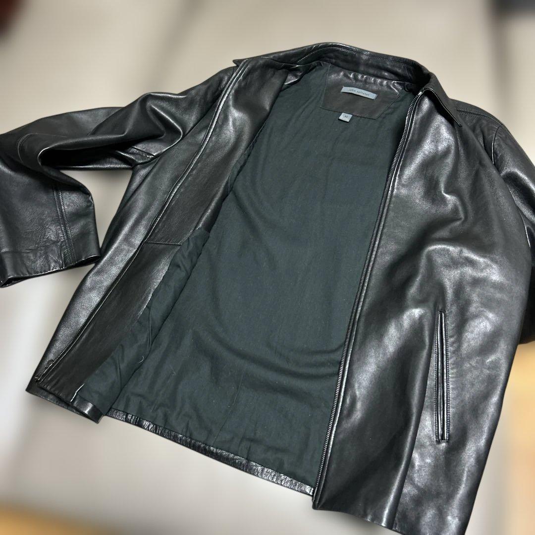 オンワード樫山　john varvatos レザージャケット　黒　ブルゾン　50
