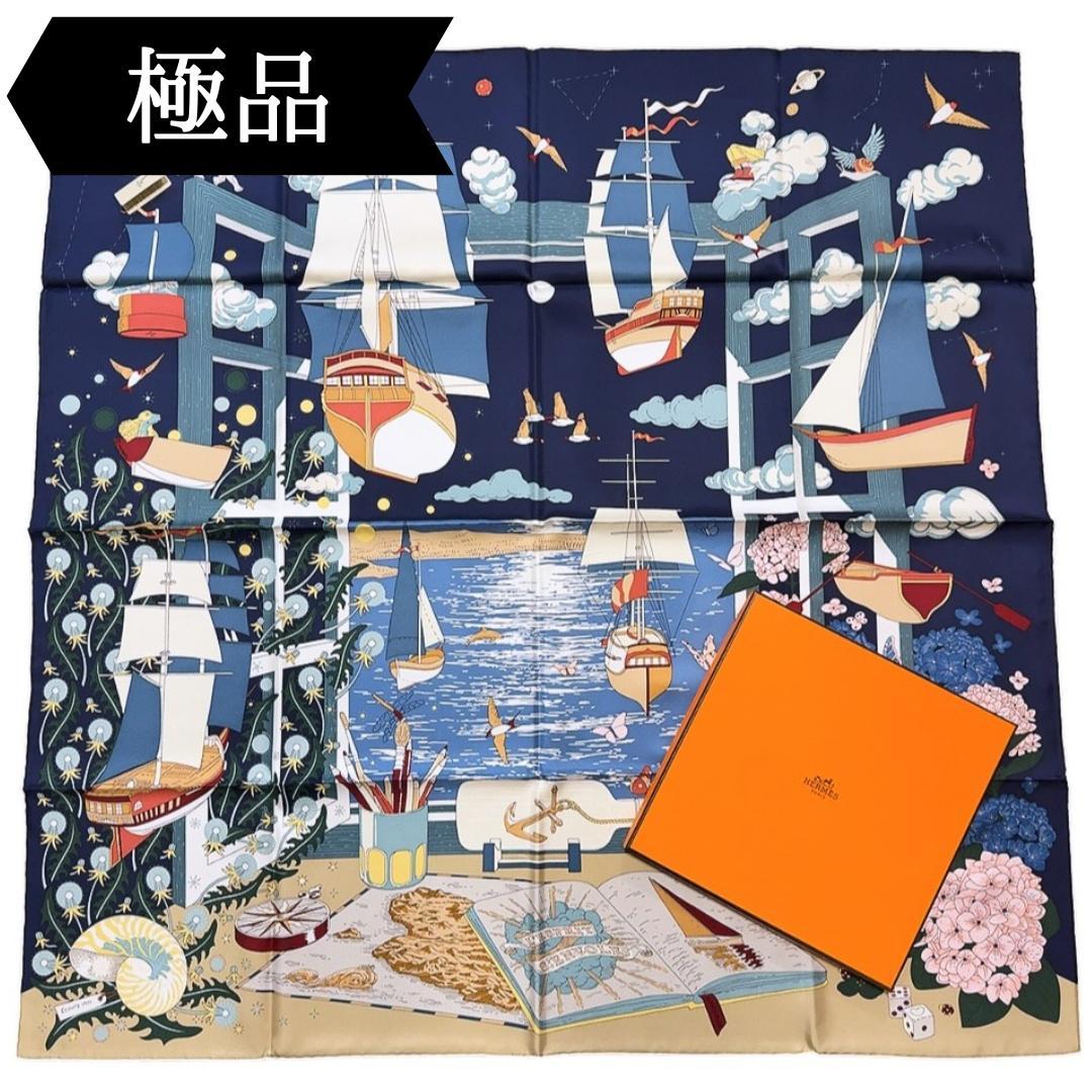 ◇エルメス◇エスプリの旅立ち/スカーフ/カレ 90/シルク/タグ付/希少品/レア