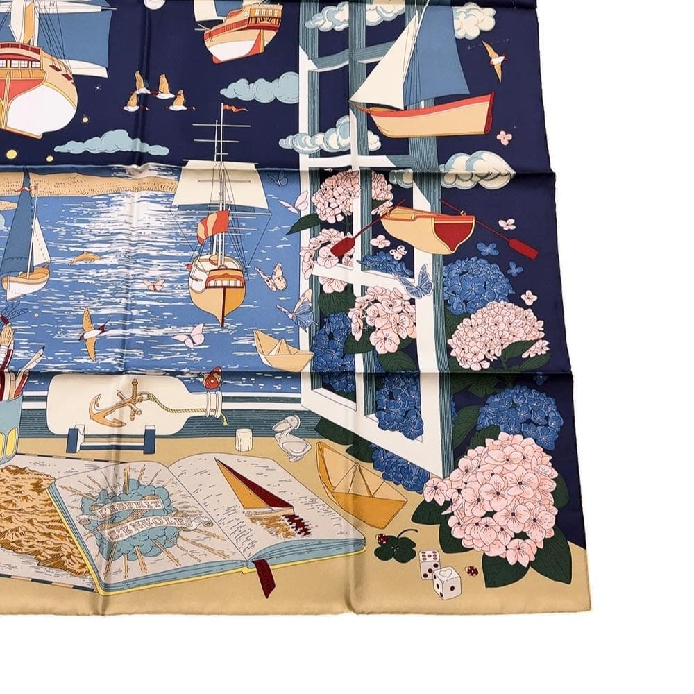 ◇エルメス◇エスプリの旅立ち/スカーフ/カレ 90/シルク/タグ付/希少品/レア