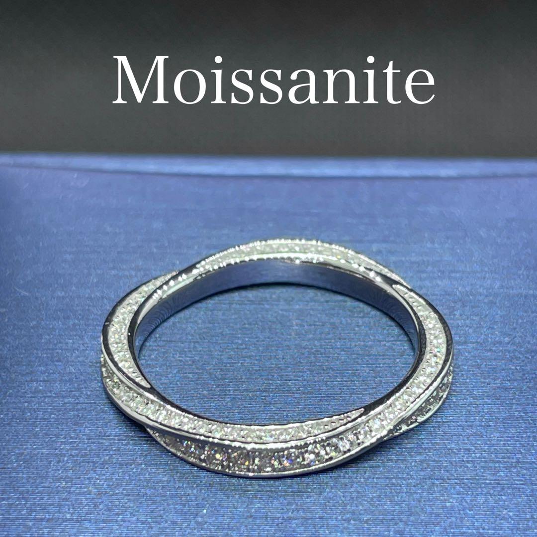 【18号】モアサナイト ツイスト フルエタニティ リング　シルバー