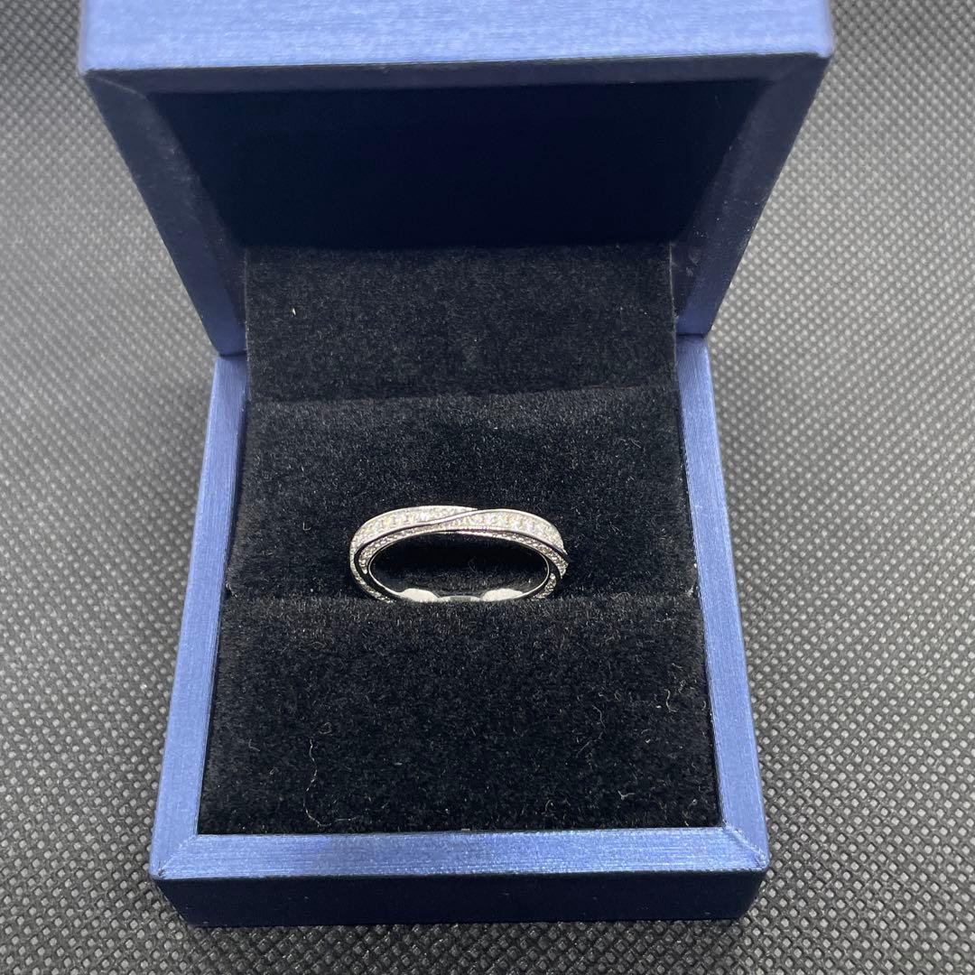 【18号】モアサナイト ツイスト フルエタニティ リング　シルバー