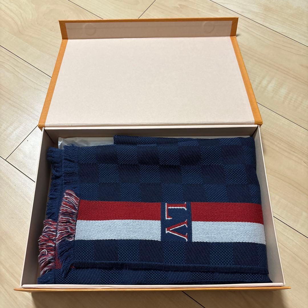 Louis Vuitton チェック柄マフラー ネイビー