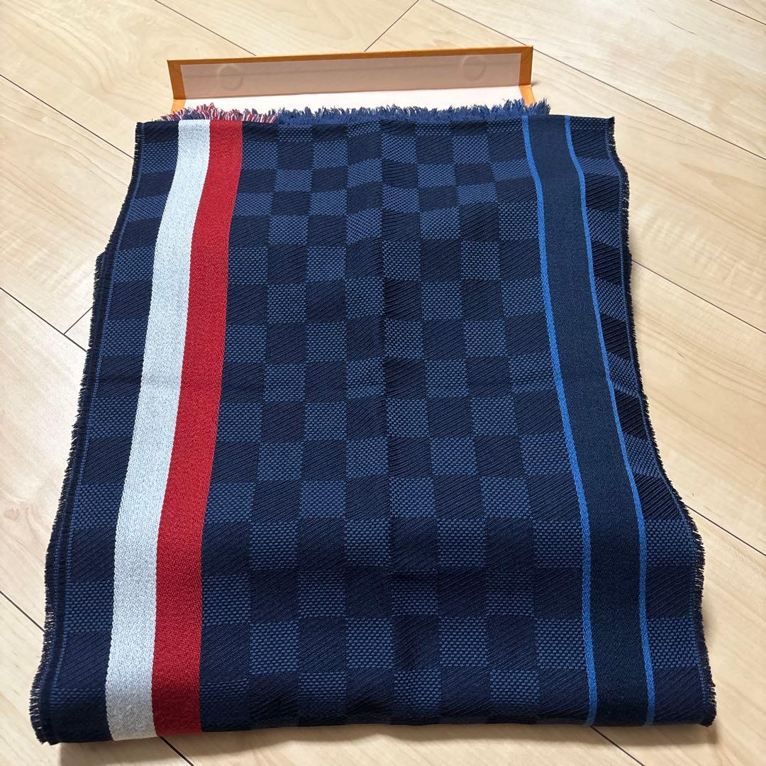 Louis Vuitton チェック柄マフラー ネイビー