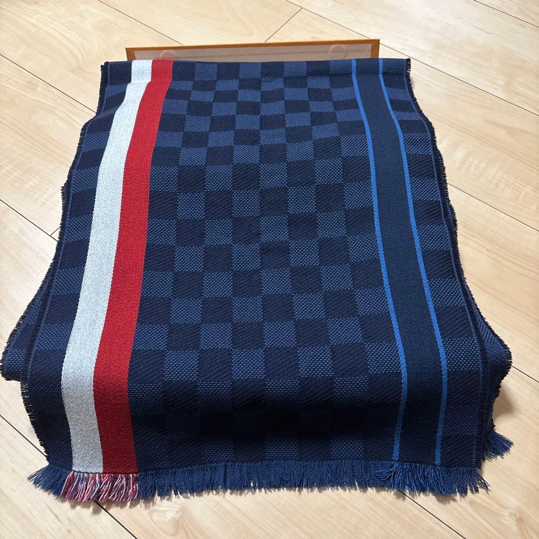 Louis Vuitton チェック柄マフラー ネイビー