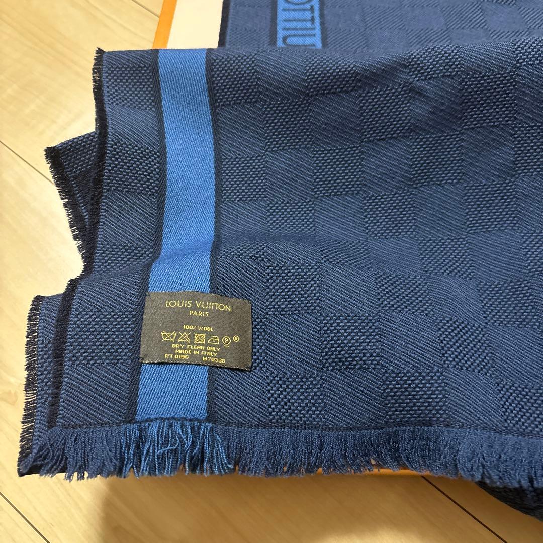 Louis Vuitton チェック柄マフラー ネイビー