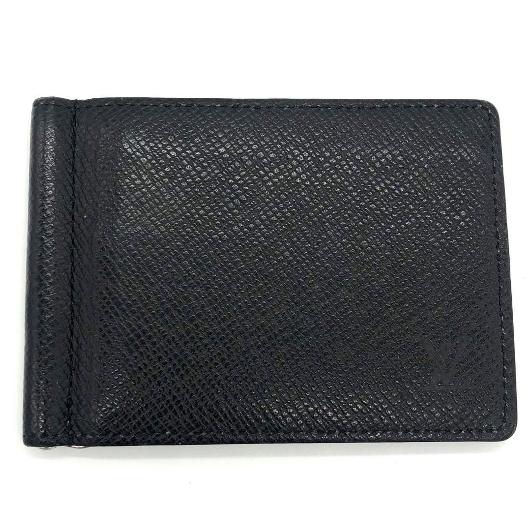 極美品✨ルイヴィトン タイガ　マネークリップ　レザー　折り財布 ブラック