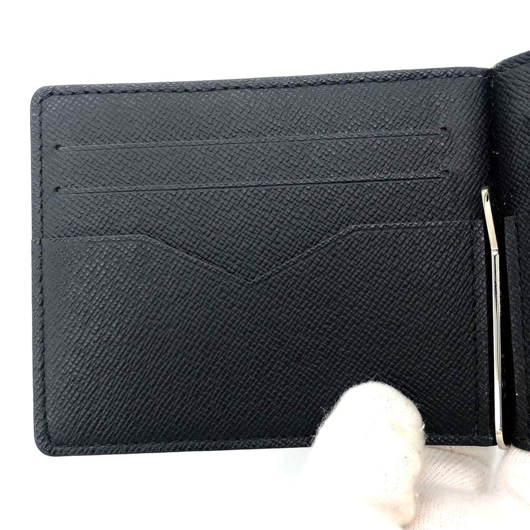 極美品✨ルイヴィトン タイガ　マネークリップ　レザー　折り財布 ブラック