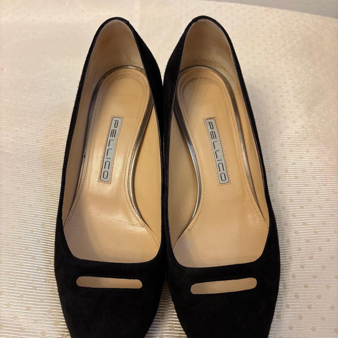 ペリーコ パンプス アネッリ　スエード　黒 ポインテッドトゥ 24.5cm