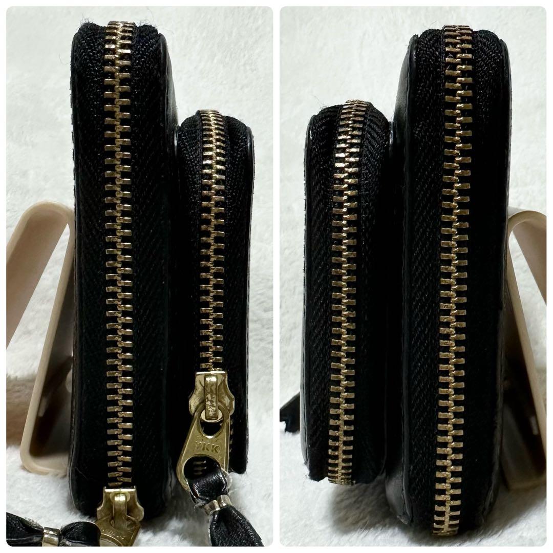 コムデギャルソン ウォレット アウトサイドポケット ラウンドファスナー 黒 本革