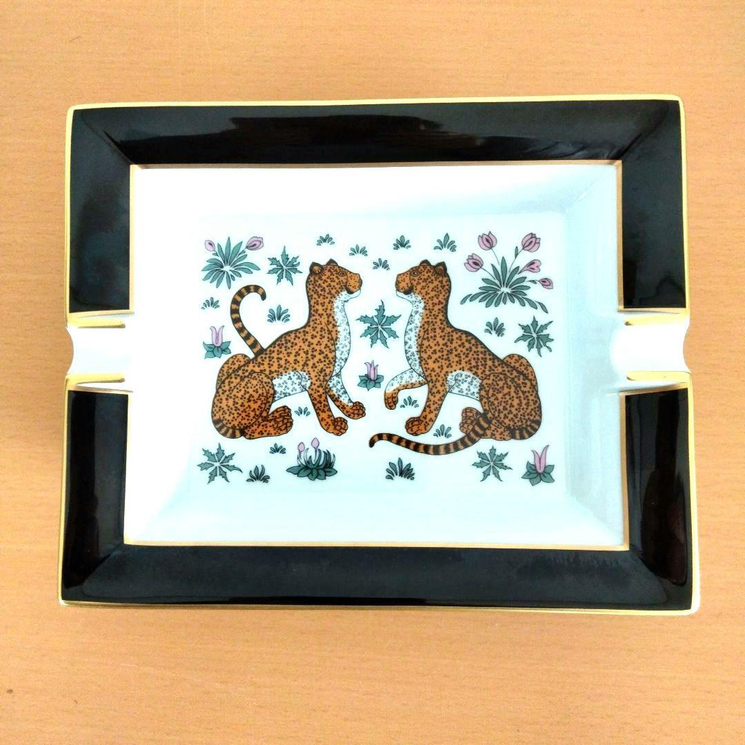 エルメス　スクエアプレート　アッシュトレイ　 ヒョウ　レオパード　 四角型灰皿
