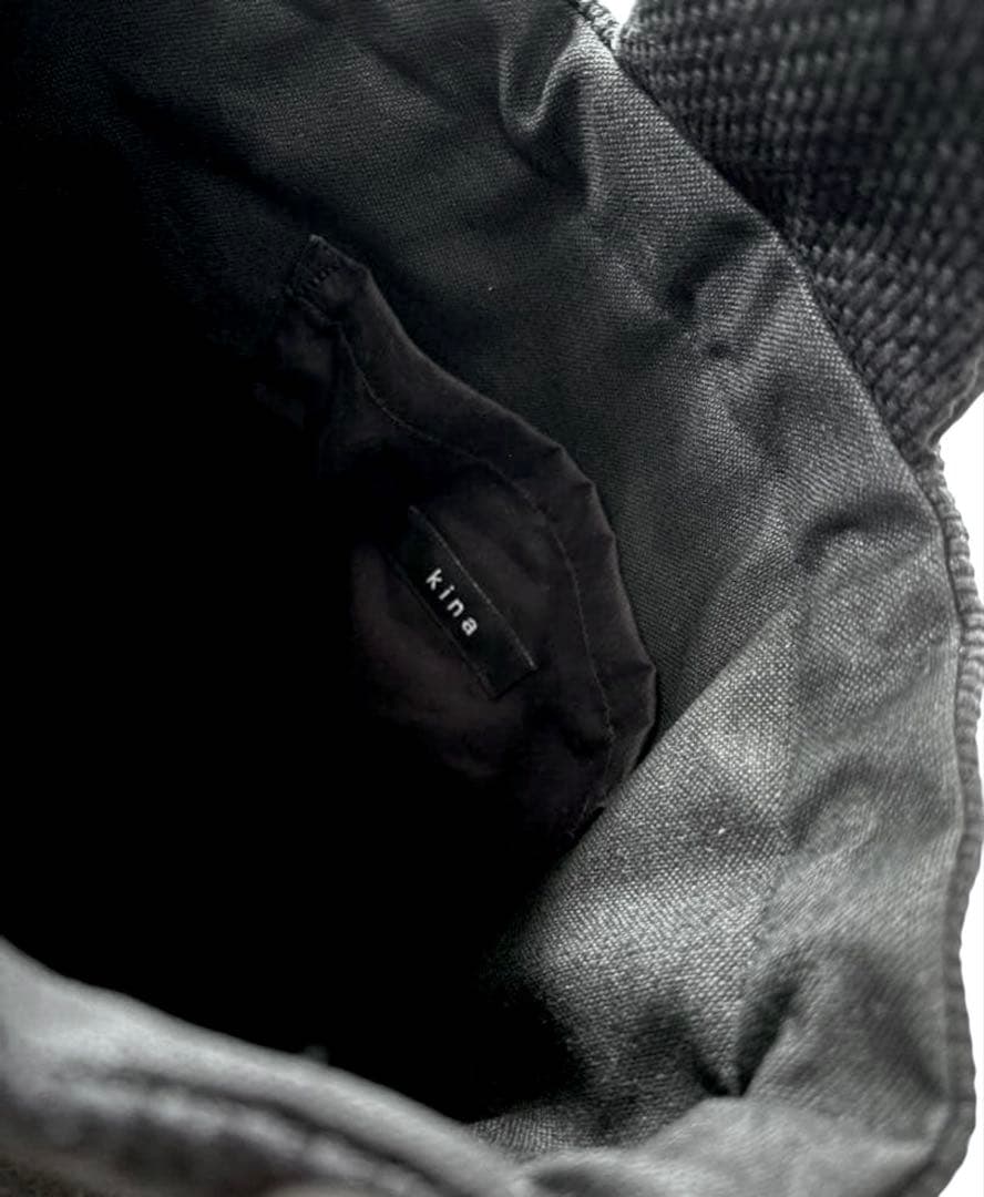 【美品】kina ぽんぽん ワンハンドルバッグ さしこ黒 PONPON