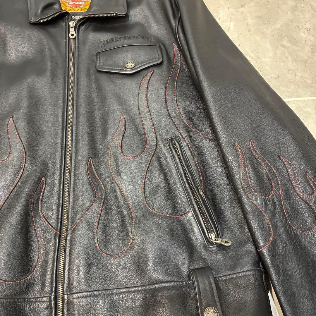 s*i様 Harley-Davidson　レザージャケット　ファイヤーパターン