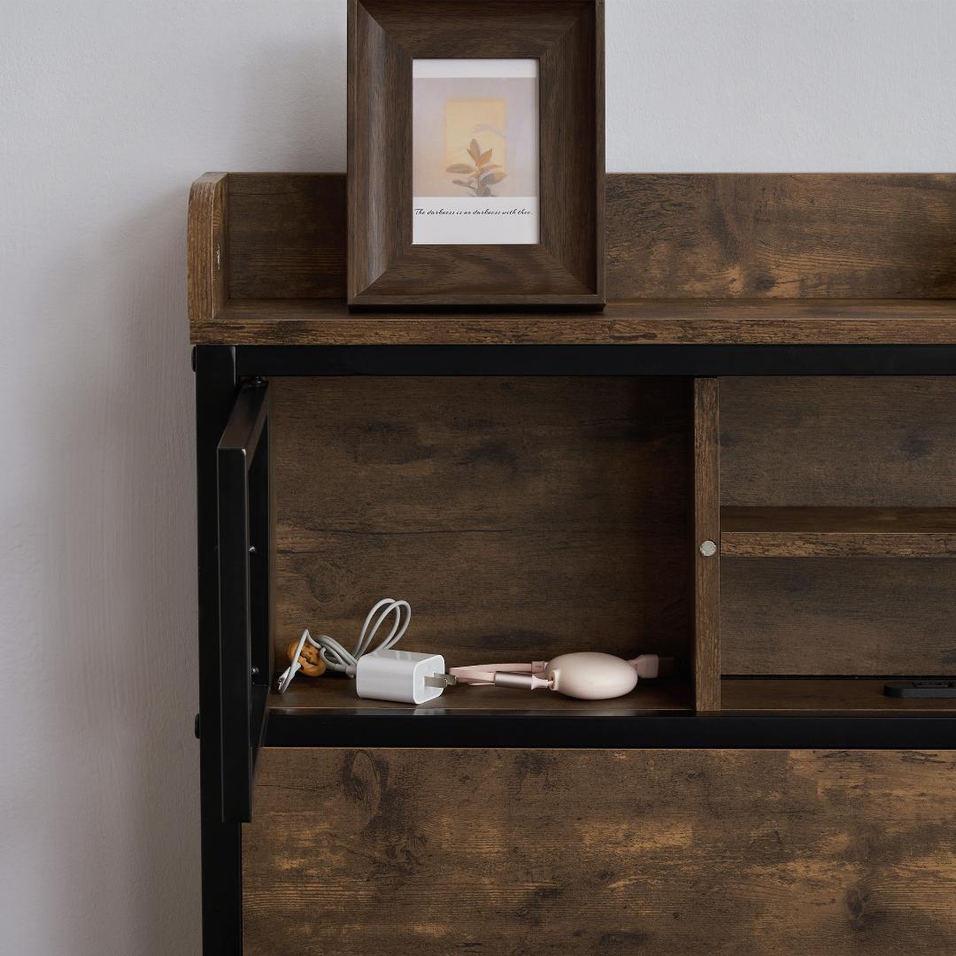 赤字価格！！【D・ダブル】 ベッドフレーム コンセント付き 宮付き　オシャレ