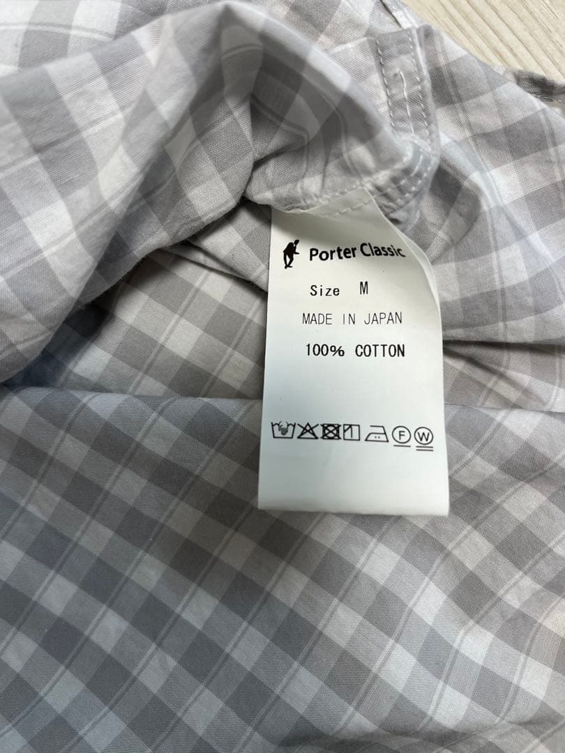 Porter Classic ロールアップシャツ　グレー　ギンガム　 M