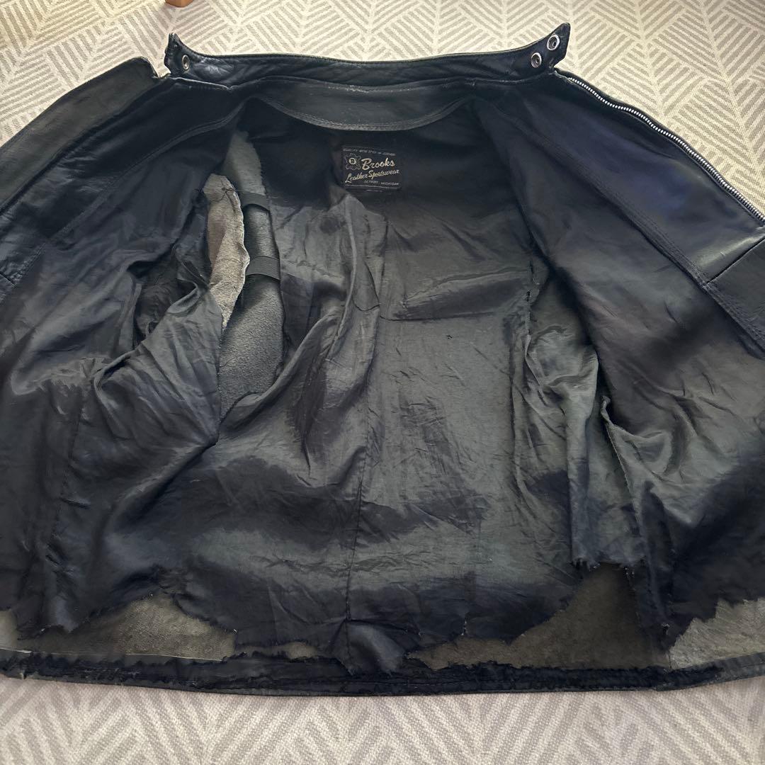 Brooks Leather　ライダースジャケット　レザー　ブラック