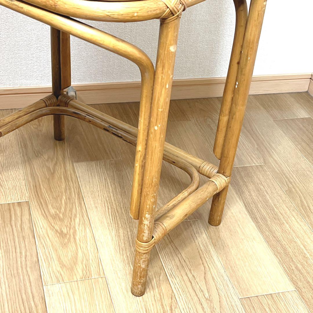 【良品】 ラタン ドレッサー 鏡台 化粧台 スツール付き 籐家具　古家具 レトロ