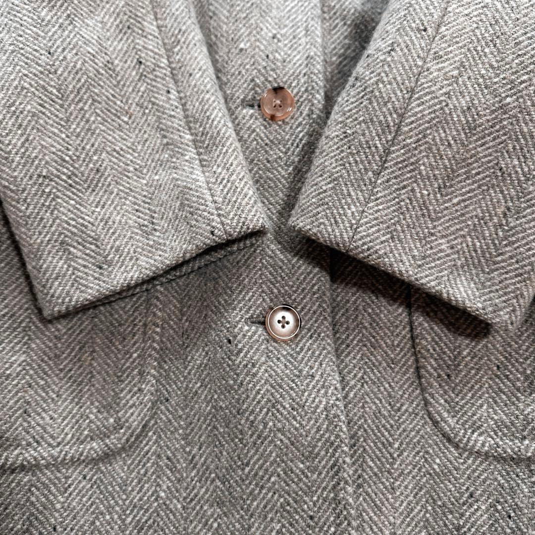 近年 マーガレットハウエル ネップヘリンボーン ツイード ラグランコート ロング
