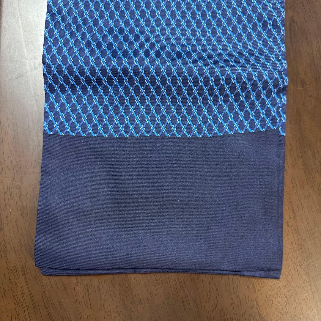 極美品　エルメス　ネクタイ　アスコットタイ　紺　H柄