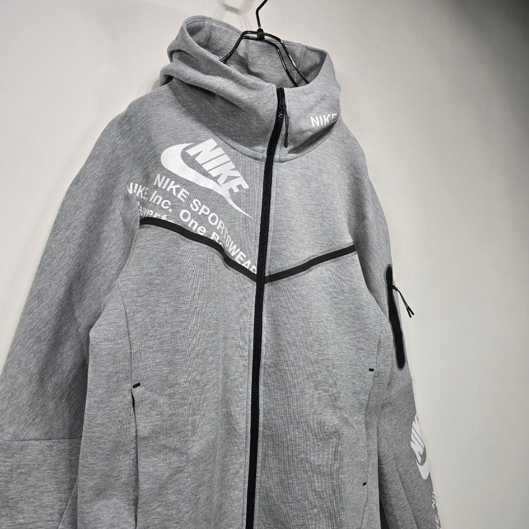 NIKE　テック　フリース　フルジップ　フーディー　パーカー　M　グレー　古着