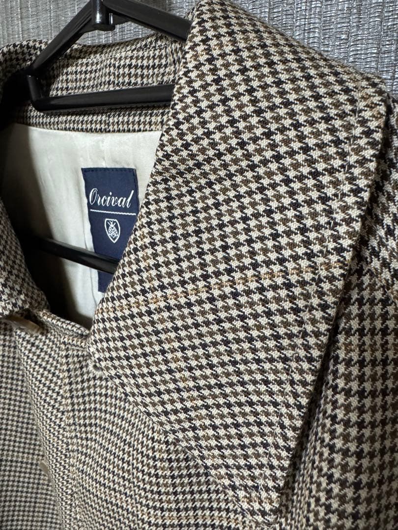 Orcival 千鳥格子柄 ステンカラーコート