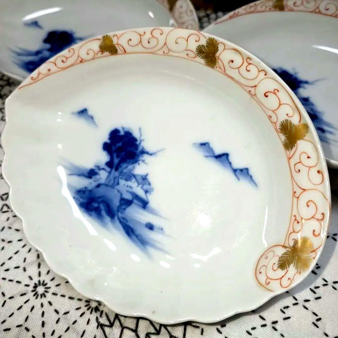 源六焼　富永源六　鮑型/アワビ　銘々皿　3枚　三つト印