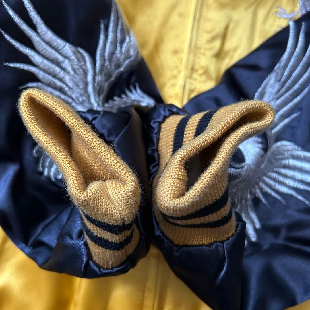 【希少】日本製 90's vintage スカジャン 刺繍 鷹 横須賀ジャンパー