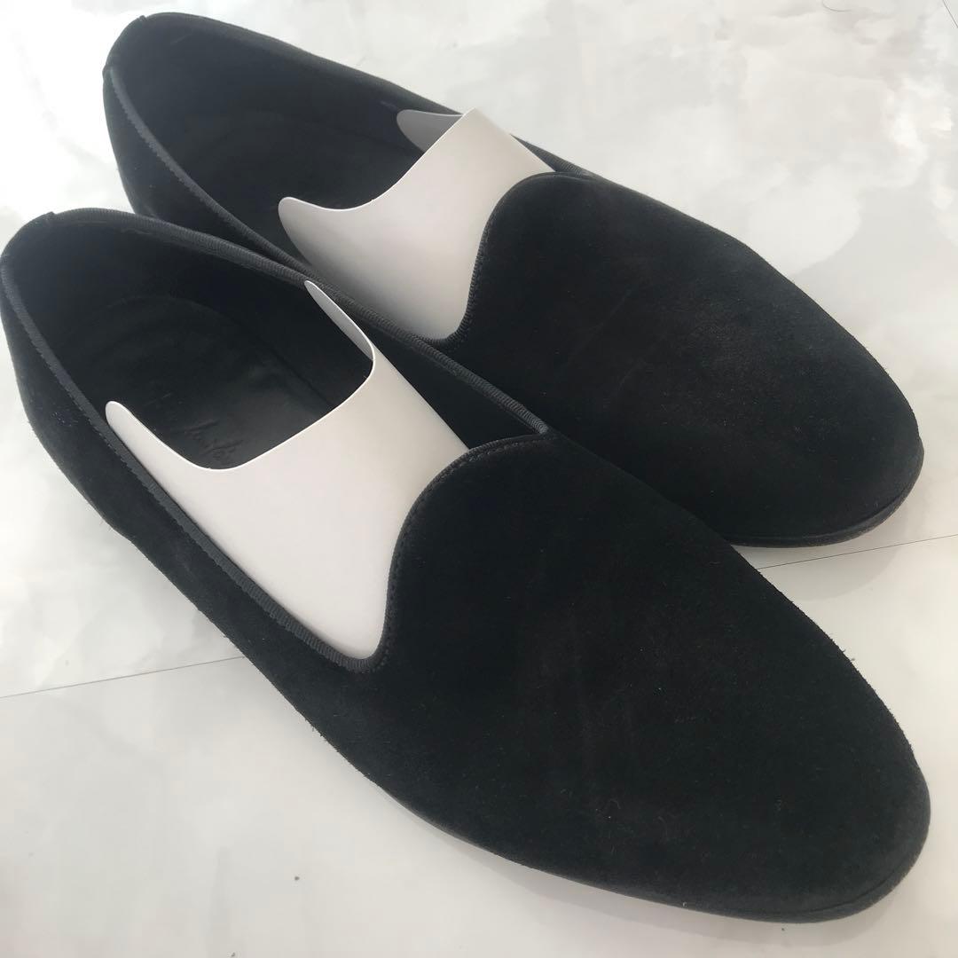 スペイン製　黒 スエード スリッポンシューズ