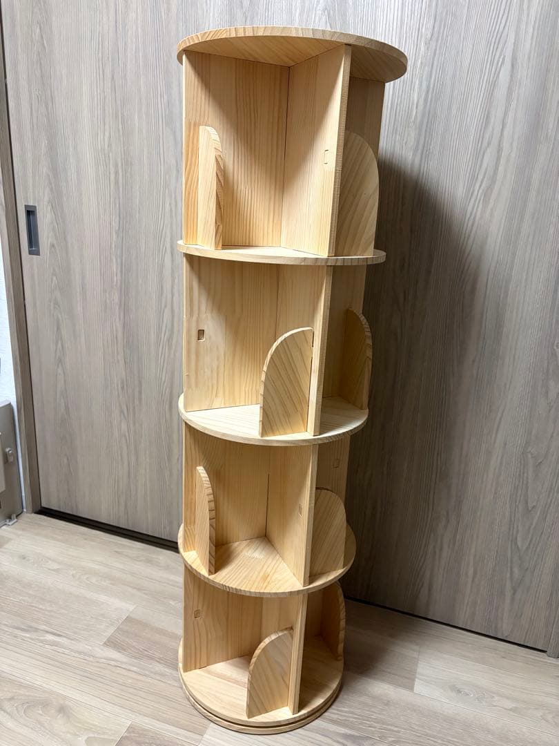 木製円柱型本棚 4段