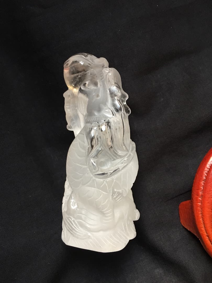 天然水晶 龍彫刻　昇り龍　縁起物