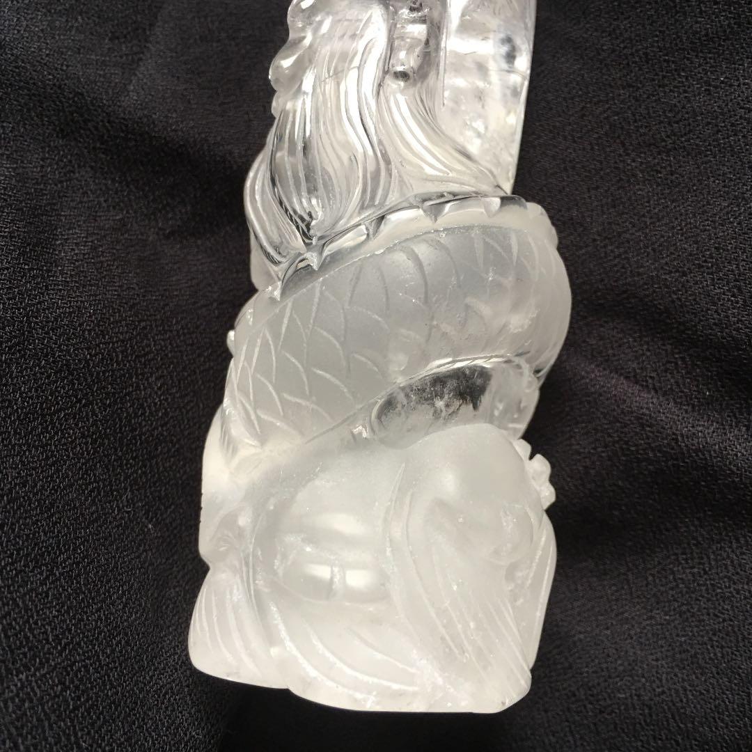 天然水晶 龍彫刻　昇り龍　縁起物