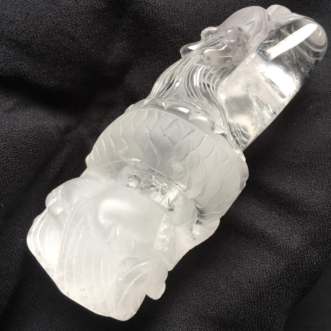 天然水晶 龍彫刻　昇り龍　縁起物