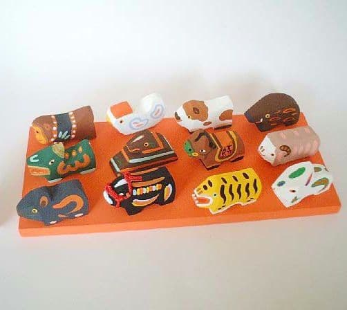 鳥取のえと　信夫工芸店　木工えと人形　十二支セット中