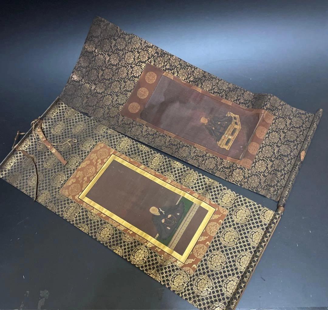 日本 掛け軸 江戸時代 絹本 行信遠慶宿録 2本セット 軸なし