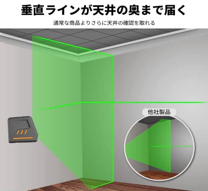 レーザー墨出し器 グリーンレーザークラス2 縦 横 クロスライン切替可能