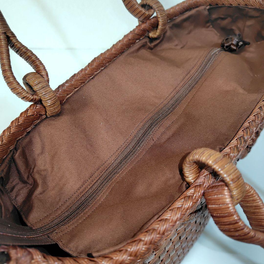 クラフトで作った山葡萄風網代編みかごバッグ