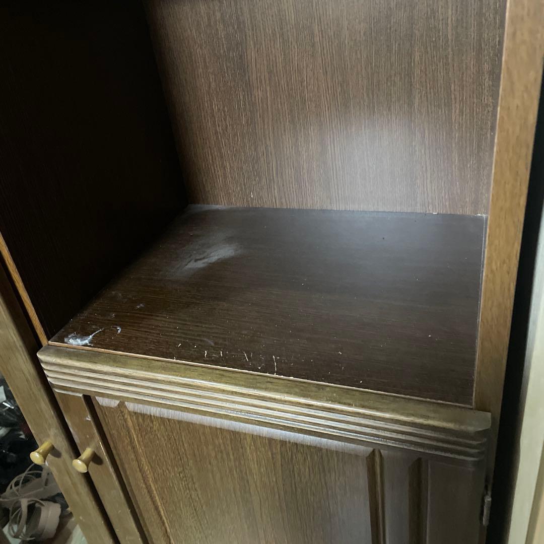 鏡付き　シューズラック　ブラウン