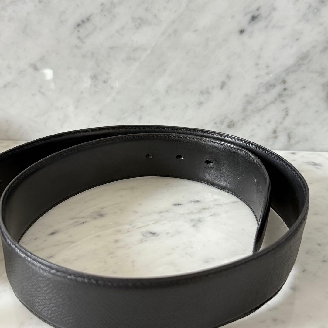 BVLGARI ブルガリ ベルト 本革 ブラック シルバー 太幅 リング