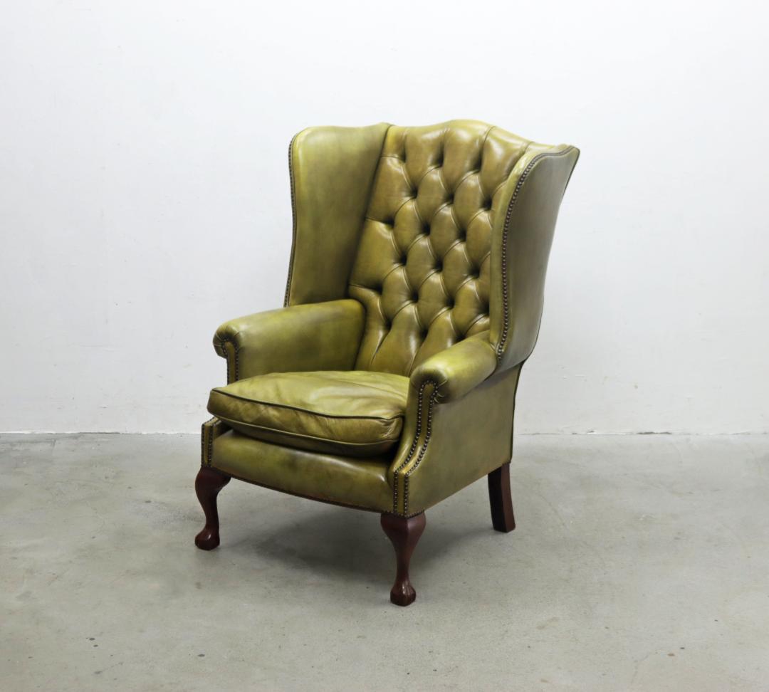 英国 イギリス ヴィンテージ ウィングバック 本革 1Pソファ ラウンジチェア