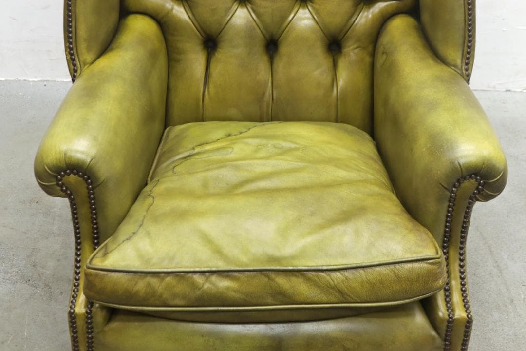 英国 イギリス ヴィンテージ ウィングバック 本革 1Pソファ ラウンジチェア