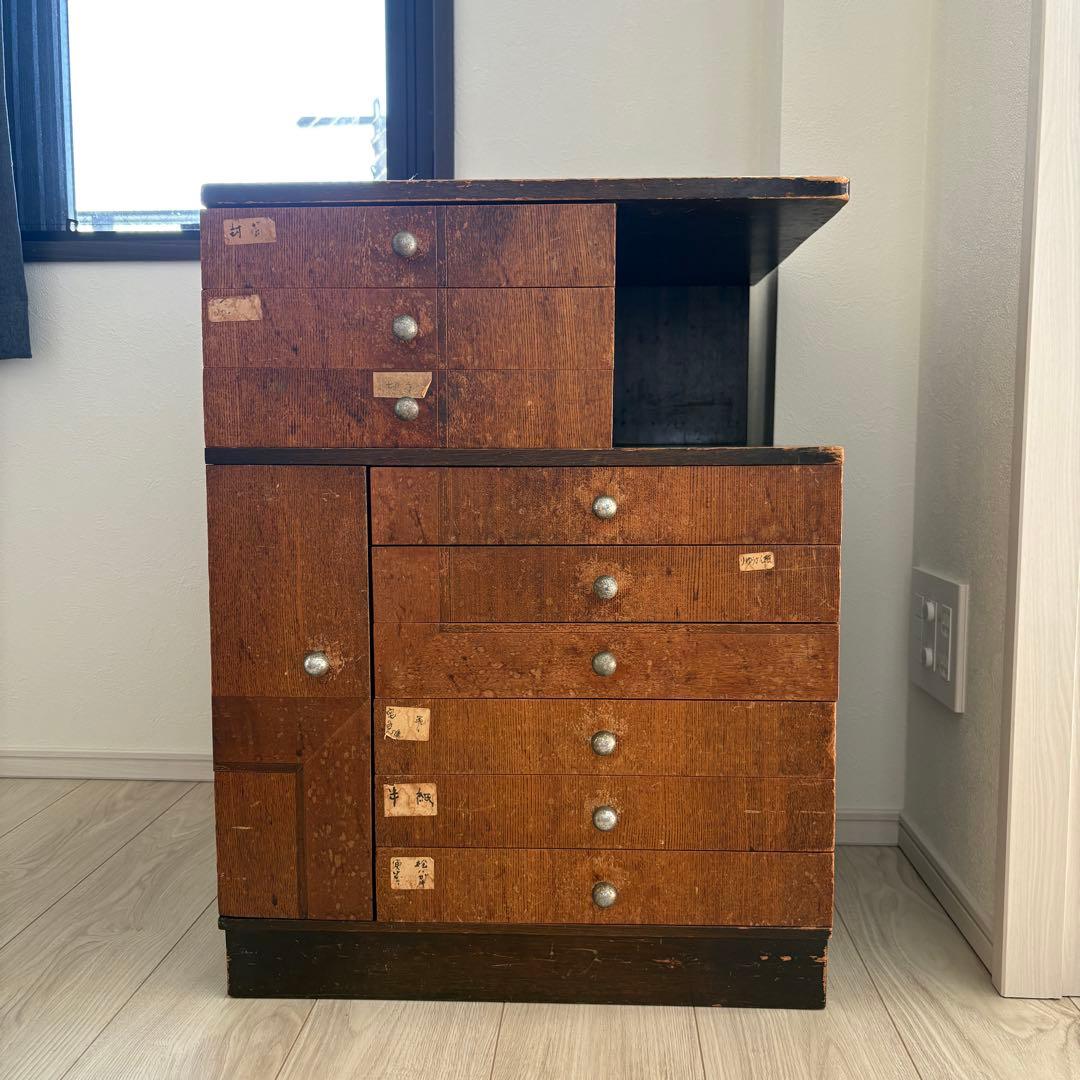 昭和レトロ 木製 小引き出し 収納棚 古家具 アンティーク 作業台