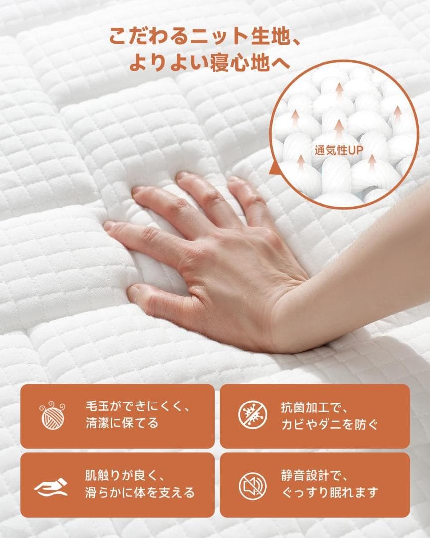 Z-HOM マットレス ゼミダブル 厚20cm（120*195*20cm）グレー