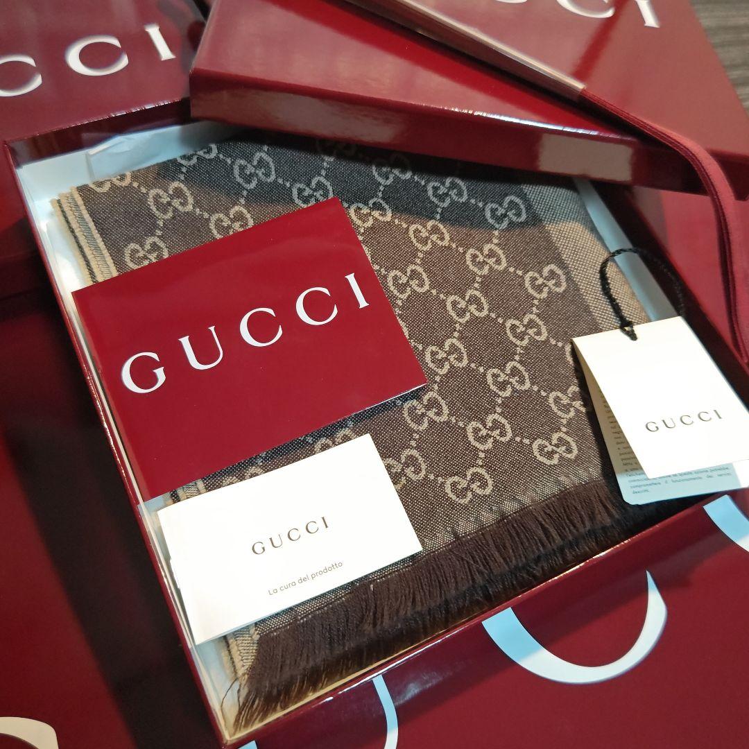 ❤新品箱袋付属❤GUCCI マフラー ストール ショール スカーフ　ブラウン❤
