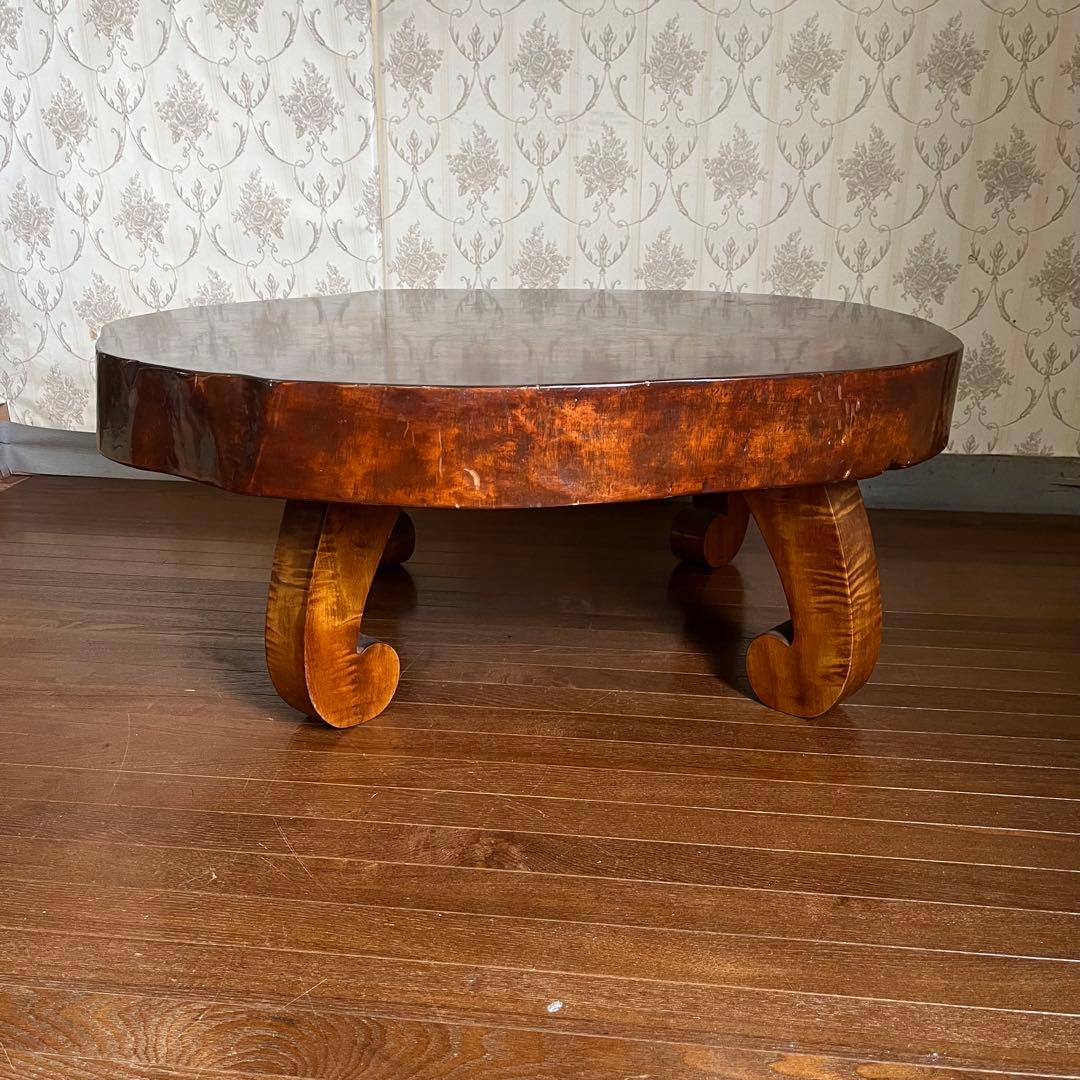 【アンティーク】天然木 一枚板 切り株 座卓 ローテーブル 無垢材 銘木 古家具