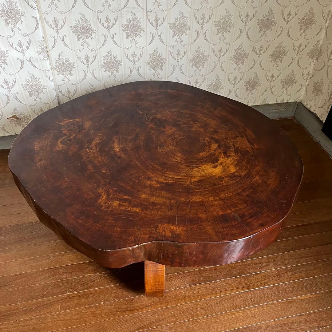 【アンティーク】天然木 一枚板 切り株 座卓 ローテーブル 無垢材 銘木 古家具