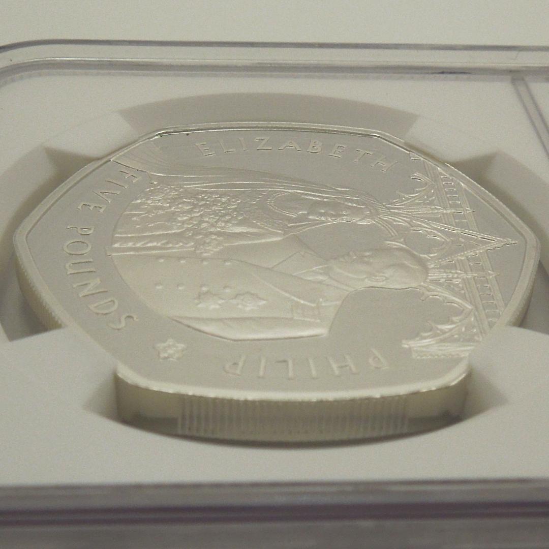 2007年 エリザベス女王結婚60周年 5ポンド 銀貨 NGC PF68UC