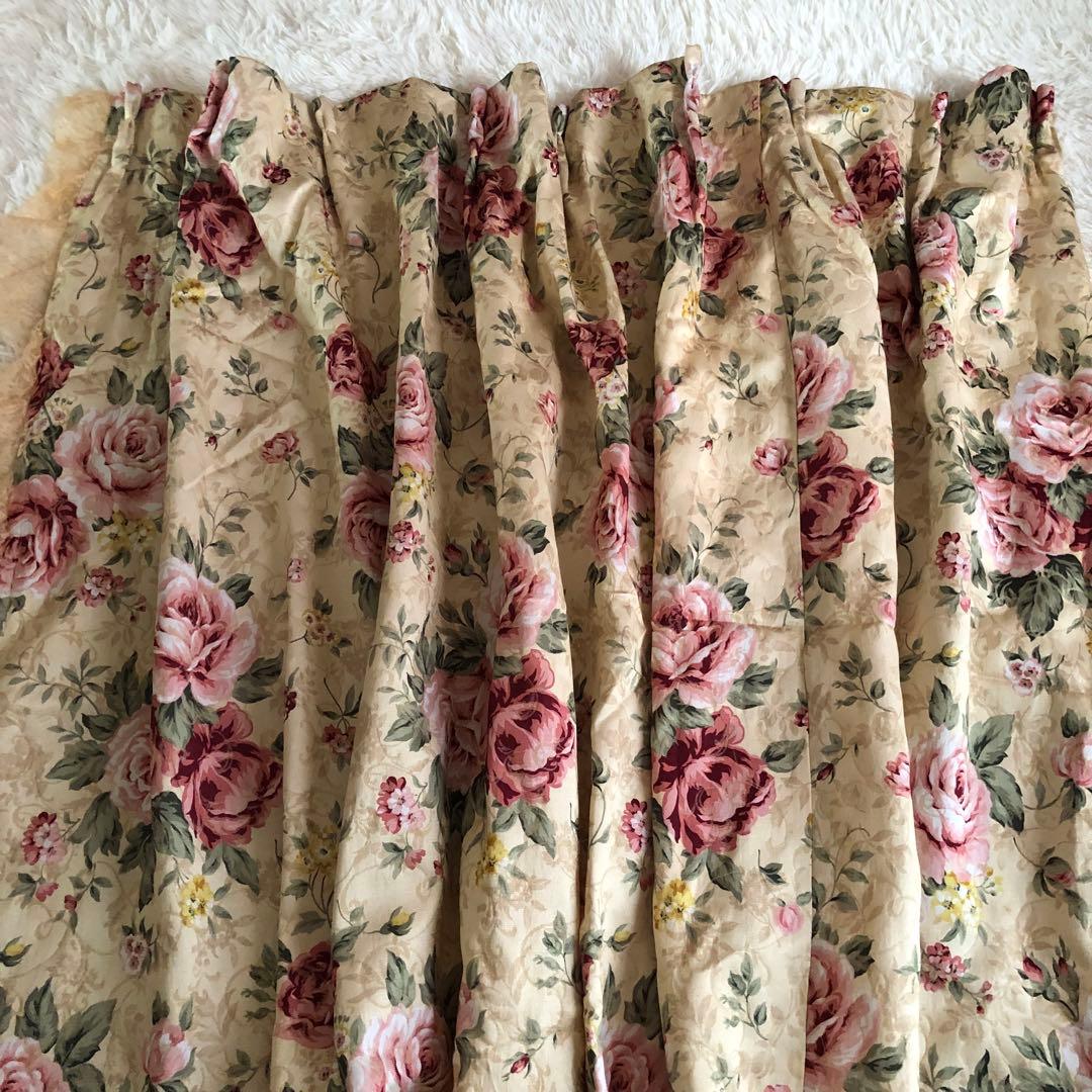 遮光 姫系 ゴブラン 薔薇 カーテン 150×137㎝ 2枚セット