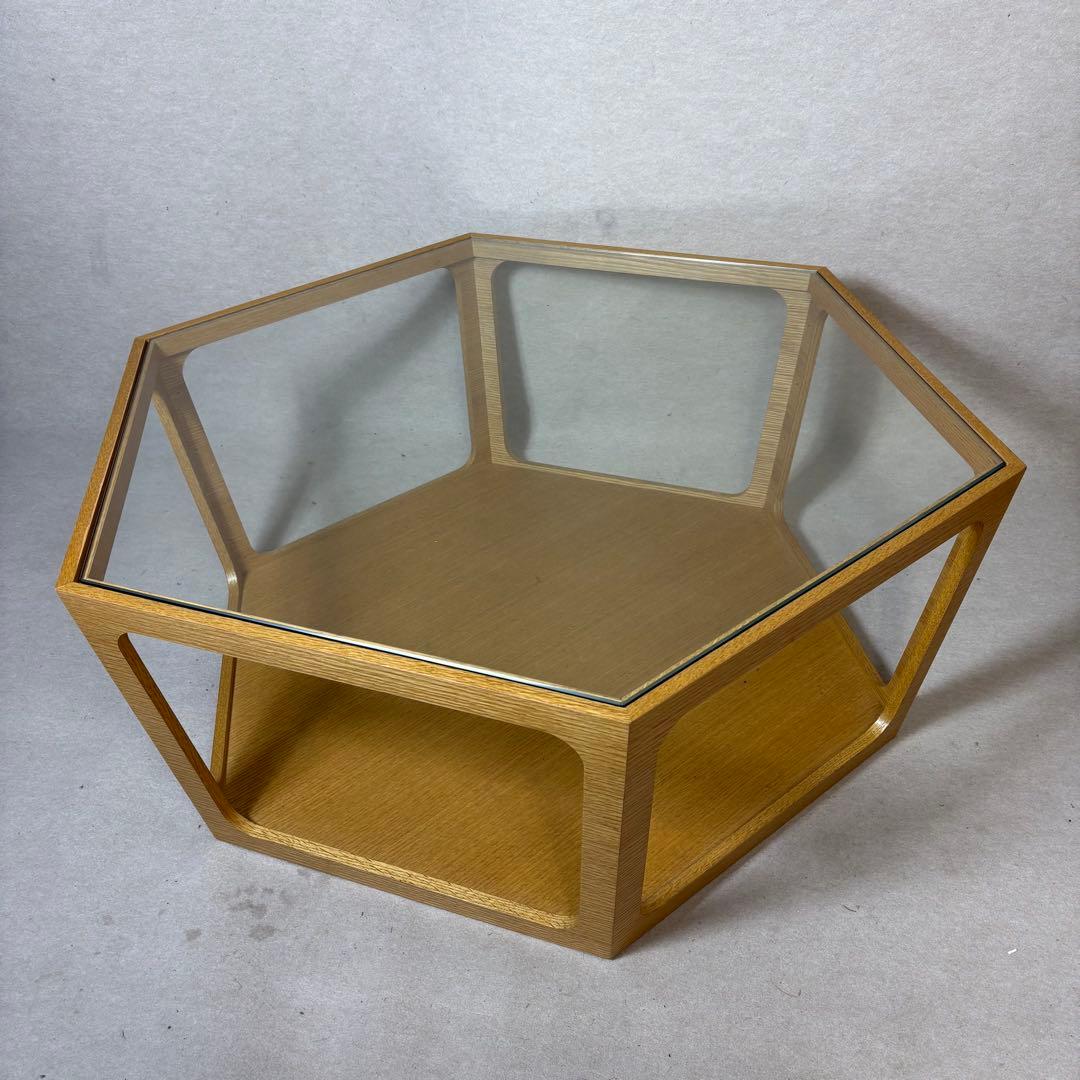 桜屋工業 CHERRY LT-69 六角形 センターテーブル ガラステーブル