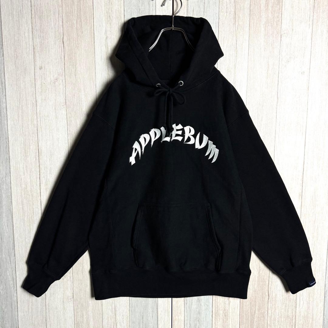 3657【希少デザイン・美品】アップルバム 刺繍アーチロゴ＆バックロゴ パーカー